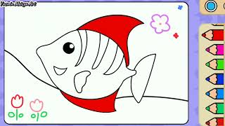 Coloring Book Cute Fish for Kids and Toddlers #kidscoloring