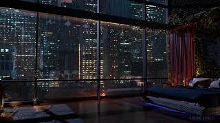 Luxury Chicago Apartment | Rain on Window Sounds For Sleeping | Bedroom Ambience | 8Hrs