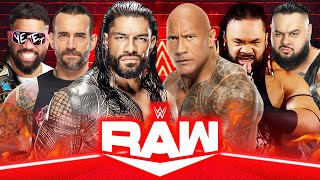 Roman Reigns CM Punk & Jey Uso vs The Rock Jacob Fatu & Bronson Reed | Tag Team Match on Raw