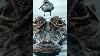 A bird standing confidently on the head of a crocodile. #wildlife #animals #turtle #birds #nature