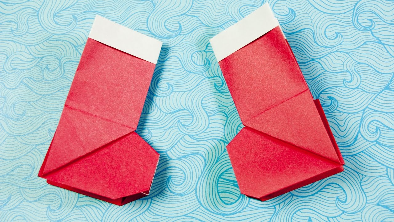 How To Make A Paper Santa Boots Easy Origami Youtube