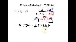Multiplying Radicals using BOX Method