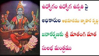 ఉద్యోగం ఉద్యోగ ఉన్నతి పై అధికారుల అభిమానము వ్యాపార వృద్ధి జనాకర్షణకు శ్రీ మాతంగి మాత సులభ మంత్రము