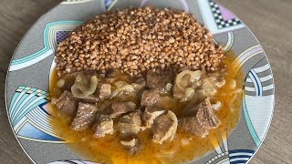 Stewed meat with buckwheat | Тушёное мясо с гречкой | Karabuğday ile haşlanmış et