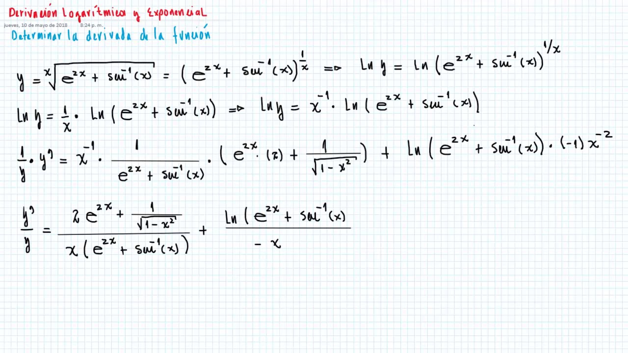 Como Hallar La Derivada De Una Función Exponencial - YouTube