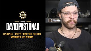 David Pastrnak speaks to the media about the Bruins coaching change.