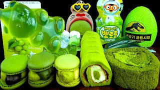 ASMR MUKBANG :) Green Dessert 초록색 디저트 먹방 Dinosaur DIY Mukbang Eating Show!