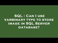 SQL : Can I use varbinary type to store image in SQL Server database?