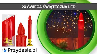 2x świeca świąteczna świeczka led 2szt świeczki długie na baterie czerwone białe | PrzydaSiePL