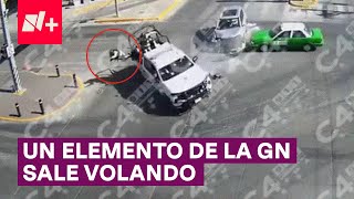 Captan fuerte accidente de una camioneta de la Guardia Nacional en León, Guanajuato - N+