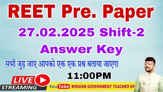 REET Pre Paper Answer Key 27.02.2025 Shift-2  Gk Questions #Reet #AnswerKey