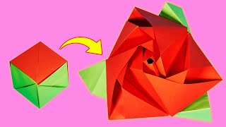 How To Make an Origami Magic Rose Cube. Paper Flower Rose. Paper Crafts