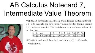 AB Calculus Notecard 7, Intermediate Value Theorem