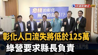 彰化人口流失將低於125萬　綠營要求縣長負責－民視新聞