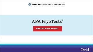 APA PsycTests -Identify Sources Used - Ovid