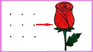 rose drawing easy / how to draw rose flower step by step from dots / valentine's day drawing 2024
