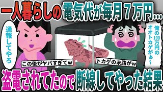 一人暮らしの電気代が毎月7万円→隣人に盗電されてたので断線してやった結果【2ch修羅場スレ・ゆっくり解説】