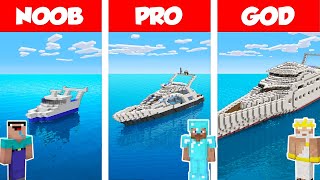 Minecraft NOOB vs PRO vs GOD: MODERN YACHT HOUSE 2 - BUILD CHALLENGE in Minecraft / Funny Animation