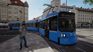 TramSim München | Führerstandsmitfahrt | Linie 27 U Peutelring ➡️ U Sendlinger Tor