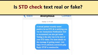 STDcheck text notification - scam, prank or legit anonymous warning?
