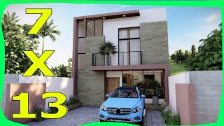 House of 7x13 TWO Floors 4 BEDROOMS Facades of Modern Houses