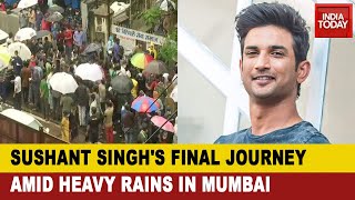 Sushant Singh Rajput's Fans Gather Outside Crematorium; Family And Friends Arrive For Funeral