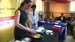 Jessica Martin (Silver Medallist at WorldSkills, Restaurant Service) does a live skill demonstration