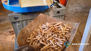 Flat die pellet machine TCZL450 working video wood pellet machine