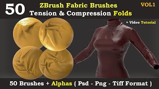 50 zbrush fabric brush and alpha -tension and compression fold