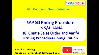 SAP SD Pricing Procedure (Create Sales Order and Verify Pricing Procedure Configuration)