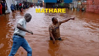 See what happened after Ruto tried to jump across flooded Mathare River despite warning by bodyguard