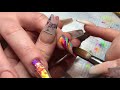 Colour block rainbow acrylic nails