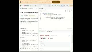 Largest Perimeter Triangle|Java|LeetCode 976|Sorting Approach #coding #python #programming #viral