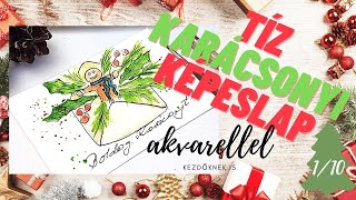 Karácsonyi képeslap akvarellel 1/10 - Christmas card with watercolor