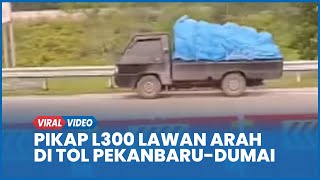 Detik-detik Pikap L300 Muat Durian Lawan Arah di Tol Pekanbaru-Dumai