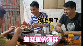 阿鋒無法出海捕魚，竟把魚缸裡的海鮮抓出來，一鍋給消滅掉了【探海漁人】