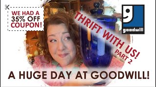 AN EPIC GOODWILL DAY! 🤯 Thrift with me Goodwill Shop-along! 💙 PART 2