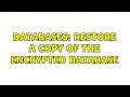 Databases: Restore a copy of the encrypted database (2 Solutions!!)