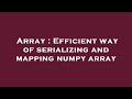 Array : Efficient way of serializing and mapping numpy array