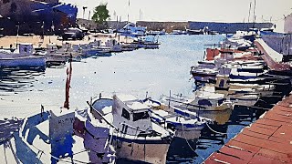 SUNNY WATERCOLOR PAINTING - Learn how to paint boats in watercolor