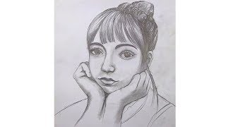 How to draw a girl face with pencil easy