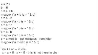 VBScript 2 Arithmetic operations