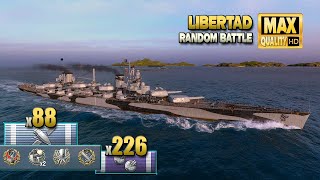 Battleship Libertad: MVP on map Okinawa - World of Warships