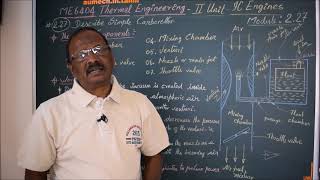 Describe Simple Carburetor - M2.27 - Thermal Engineering in Tamil