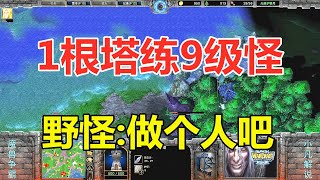 FQQ1根塔练9级怪，野怪：做个人吧！结局大快人心！魔兽争霸3