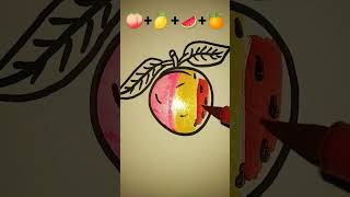 🍑+🍋+🍉+🍊=😋 Satisfying creative mix drawing with fruits|#fruits |#fruit |#mixing|#satisfying|#creative