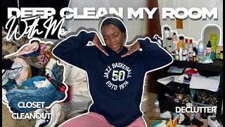 ROOM DEEP CLEAN | room tour, declutter, closet cleanout, laundry and more