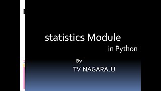 35. statistics module and its functions with examples--- Python programming