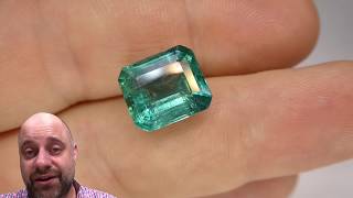 SOLD - 6.04 ct Emerald Cut Emerald IGI Certified Zambian with Inscription - IGIE0031