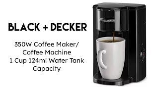 BLACK+DECKER | 350W Coffee Maker / Coffee Machine | 1 Cup 124ml Water Tank Capacity